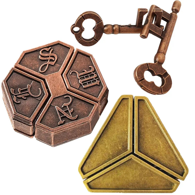 Metal Puzzle Brain Teaser 3PCS Set Casse Tete Difficile Rompecabezas IQ Test Mind Games Toys For Kids Adults Juegos De Ingenio