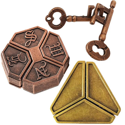Metal Puzzle Brain Teaser 3PCS Set Casse Tete Difficile Rompecabezas IQ Test Mind Games Toys For Kids Adults Juegos De Ingenio