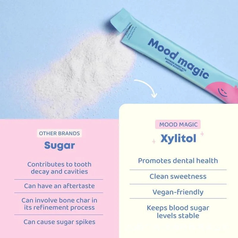 Mood Magic Pixie Sticks for Kids Sugar-Free Saffron & GABA Mood Balance Supplement 25 Sticks Candy Water Flavor