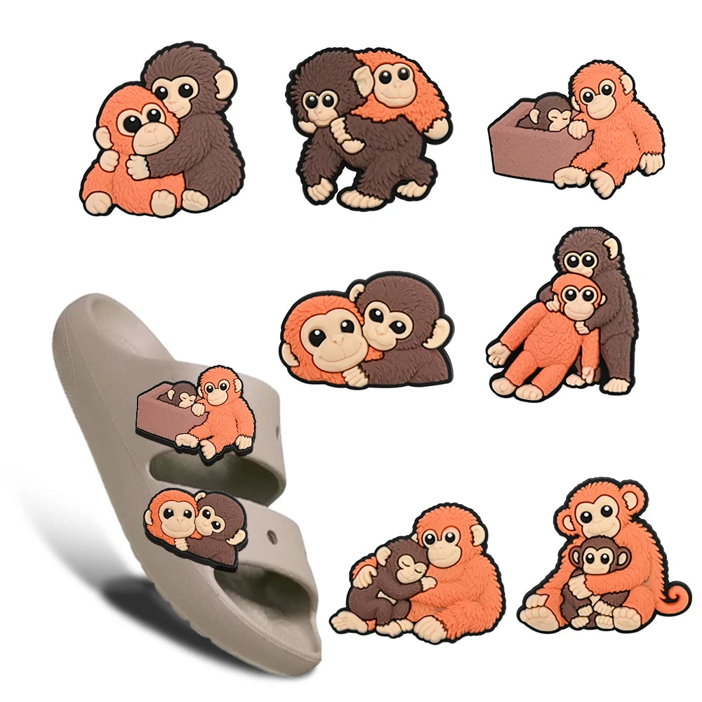 Monkey Family Croc Charms Set, Cute Gorilla Family Shoe Decorations, DIY Shoe Pins  Perfect Gift for Animal Lovers