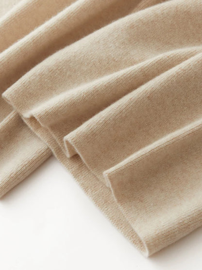 Chic Wide-Leg Pants Women's Autumn Winter Solid Color 100% Merino Wool Knitted Casual Loose Soft Thick Warm Popular Trousers