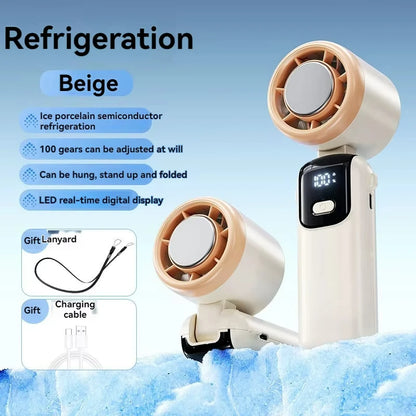 2025 New Hanging Neck Fan, Handheld Foldable High Speed Portable Fan with Infinite Speed Adjustment for Outdoor