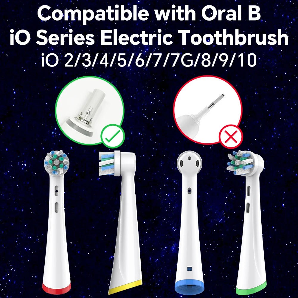 Cross Clean Brush Heads Compatible with Oral B iO 2 3 4 5 6 7 7G 8 9 10 Electric Toothbrush, Replacement Tooth Head(4/8/12 Pack)