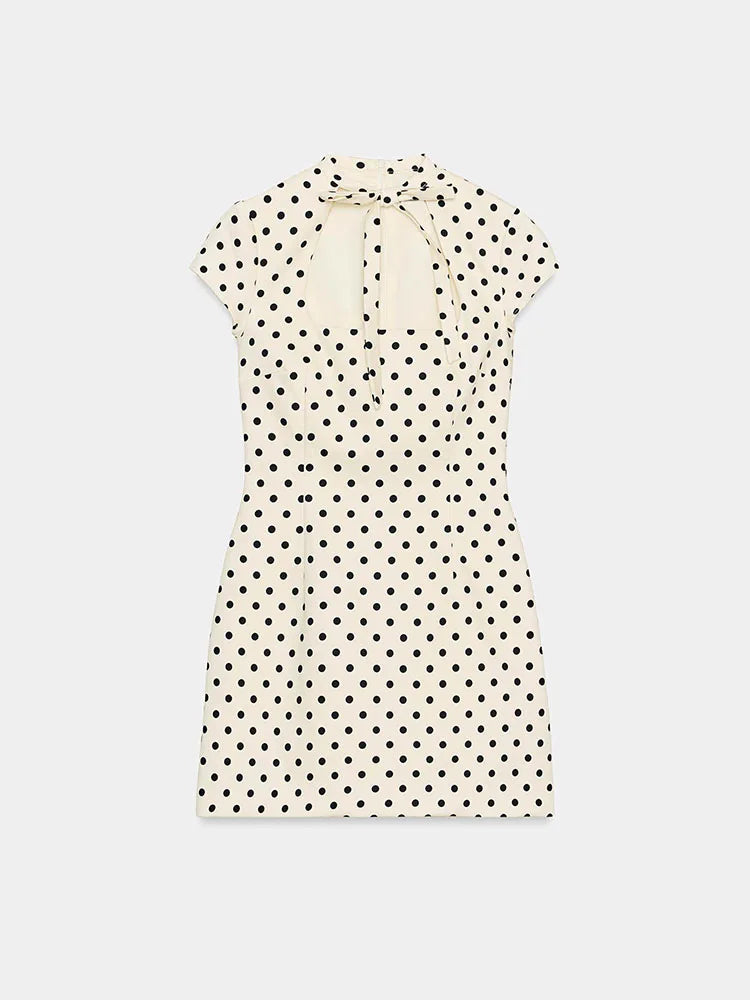 Elegant Short Sleeve Square Collar  Knot Decorated Dress ZA2026 New Summer Women's Fashion Company Annual Meeting