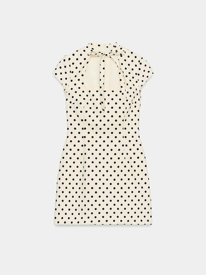 Elegant Short Sleeve Square Collar  Knot Decorated Dress ZA2026 New Summer Women's Fashion Company Annual Meeting