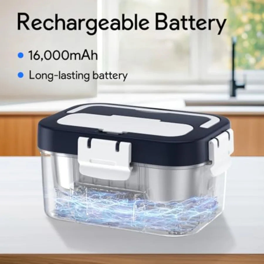 Cordless Electric Lunch Box 6.75 Cup Automatic Food Warmer 212°F Rechargeable Portable Heated Meal Container for Office Travel