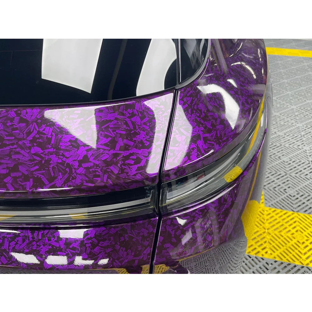 145x200cm Forged Carbon Fiber Purple Car Vinyl Wrap Waterproof Self-Adhesive Film for Hood Roof PPF Vinyl Car Body Covering Film