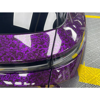 145x200cm Forged Carbon Fiber Purple Car Vinyl Wrap Waterproof Self-Adhesive Film for Hood Roof PPF Vinyl Car Body Covering Film