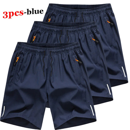 Men's 3-Pcs Sports Shorts Quick Dry Summer Fitness Gym Training Short Pants Lightweight Cool Sportswear Breathable Beach Shorts