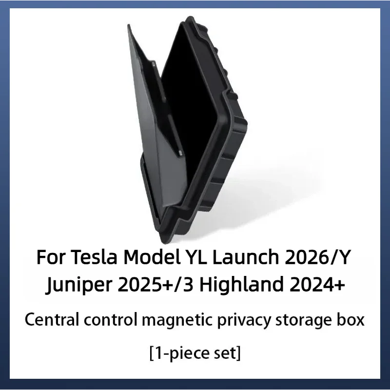 For Tesla Model 3/Y/YL 2024-2026 Hidden Storage Center Console Armrest Front And Rear Flocking Layered Grid Organized Container