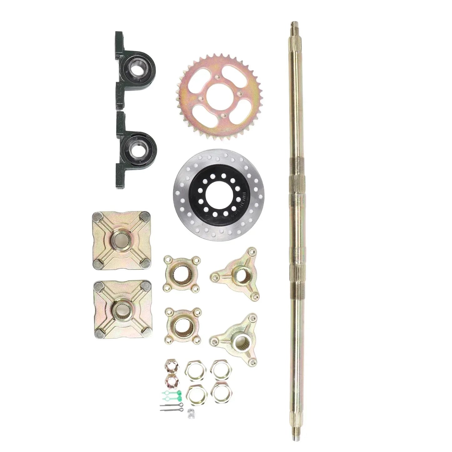 Heavy Duty 740mm Go Kart Rear Axle Kit with 37T Sprocket & Brake Disc for 50-150CC DIY ATVs Quads Drift Trikes