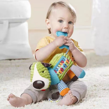 Animal Plush Baby Teething Toy Infant Stroller Hanging Rattle with Teether Soft Sensory Stuffed Animal Toy for Newborn 0 12Month