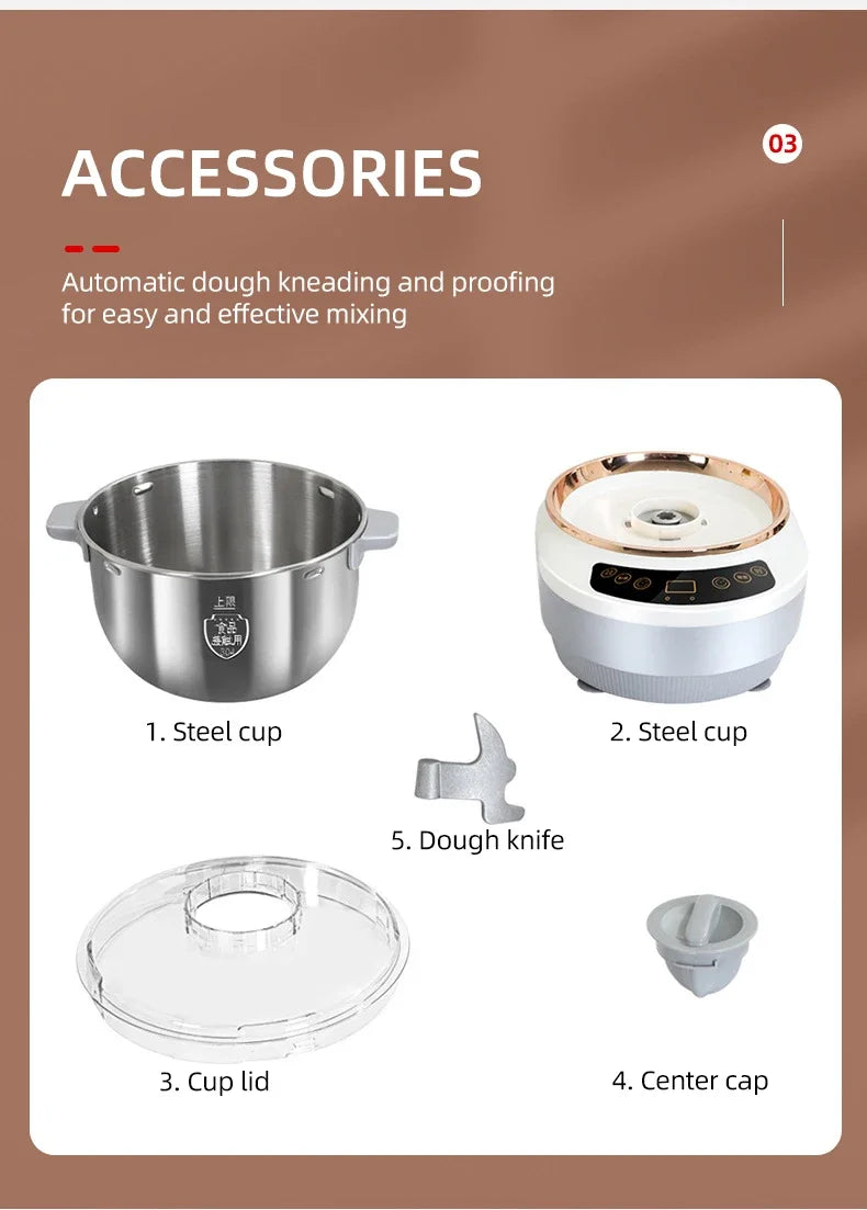 DIVEDEER Dough Kneader 5L/7L Electric Kneader with Fermentation Function Dough Mixer Fermentation Temperature 25-38°C/77-100°F
