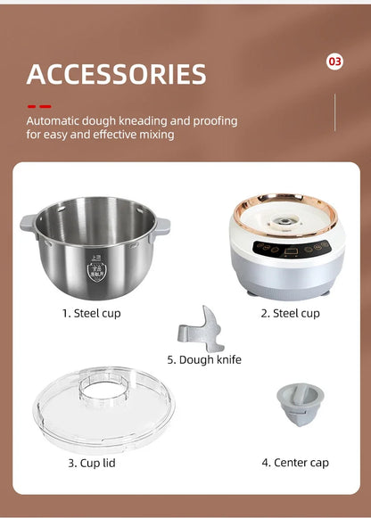 DIVEDEER Dough Kneader 5L/7L Electric Kneader with Fermentation Function Dough Mixer Fermentation Temperature 25-38°C/77-100°F