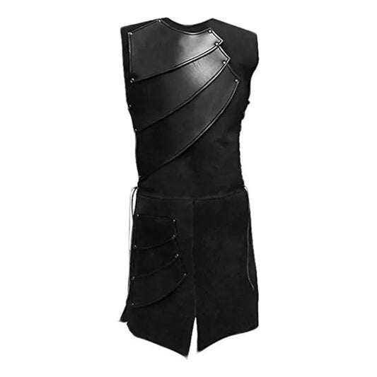 Faux Leather Renaissance Vest Medieval Sleeveless Jacket for Men