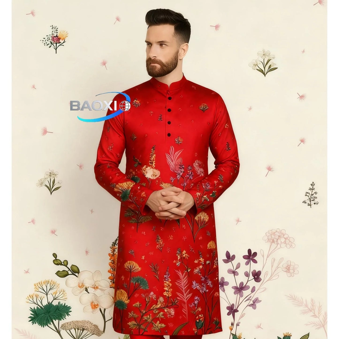 Stand Collar Muslim Men Clothes Folk Kaftan Musulman Kurta Indian Islamic Clothing Ropa Musulman Hombre Camisa Arabe Hombre