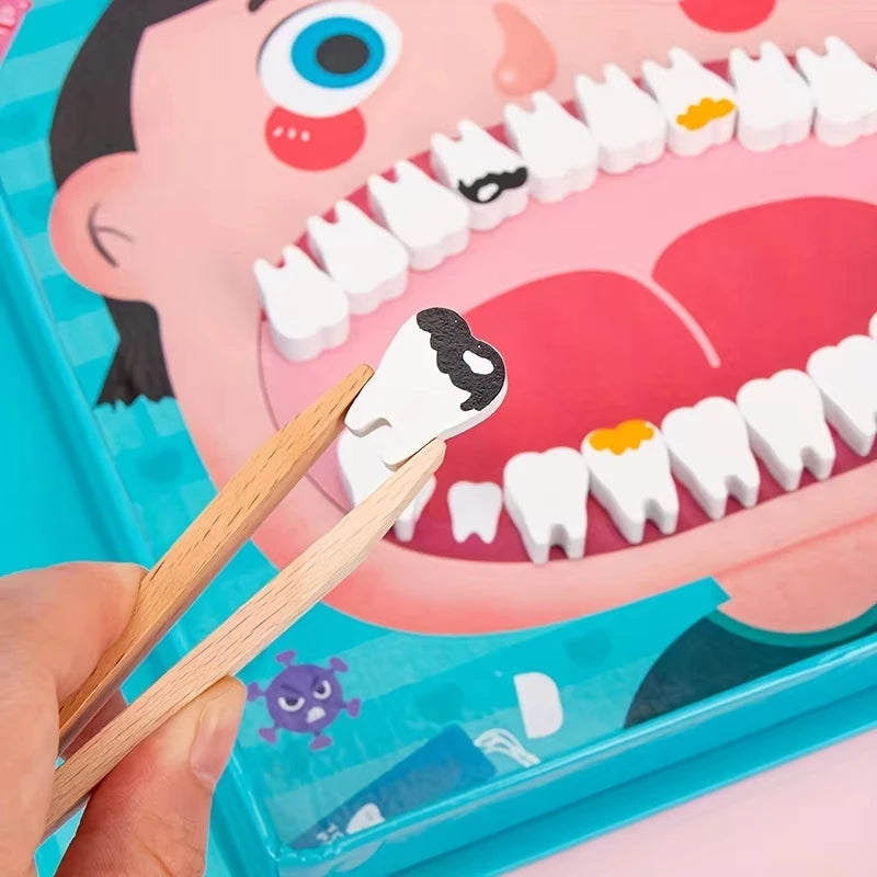Children's Dentist Nurse Toys, Simulation Dentist Games, Play House Role Play, Oral Cognition, Oral Cleaning Wooden Toy Sets