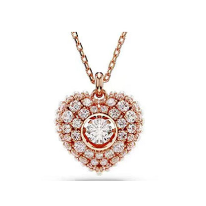 New Swa Concealed Pink Heart shaped Romantic Pendant Kirin Fashion High end Moon Versatile Accessory Necklace