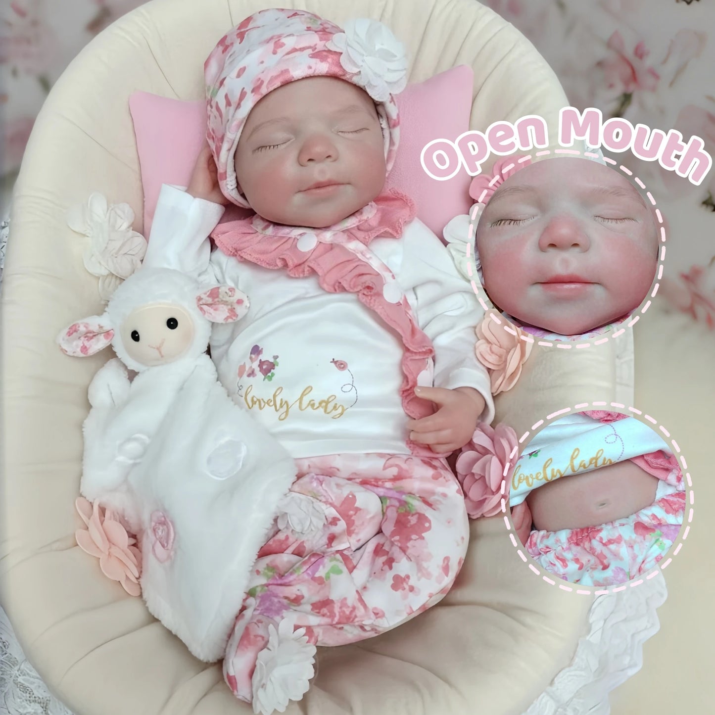 1PC / 2 Outfits 18Inch Open Mouth Pascale Soft Silicone Bebe Reborn Girl Doll With Painted Skin Washable bebe reborn de silicona
