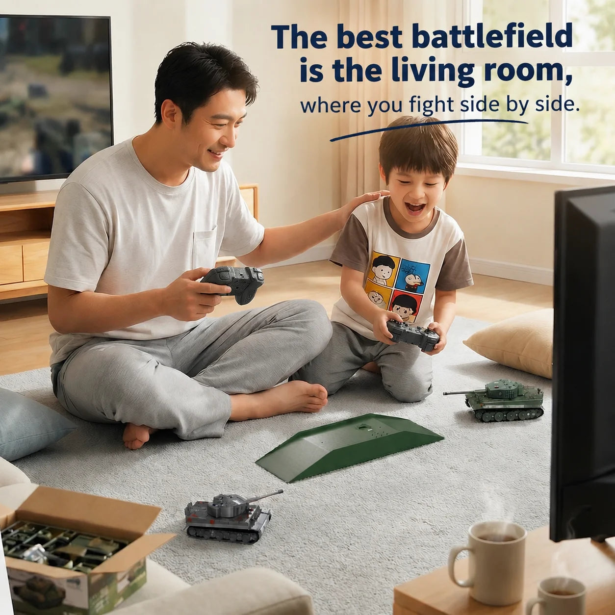 1:64 Alloy RC Tank Battle Set 2.4G Infrared Combat Tanks with Battlefield Scene Two Player Parent-Child Interactive Toy