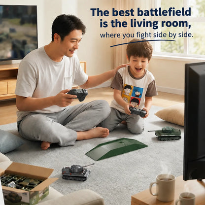 1:64 Alloy RC Tank Battle Set 2.4G Infrared Combat Tanks with Battlefield Scene Two Player Parent-Child Interactive Toy