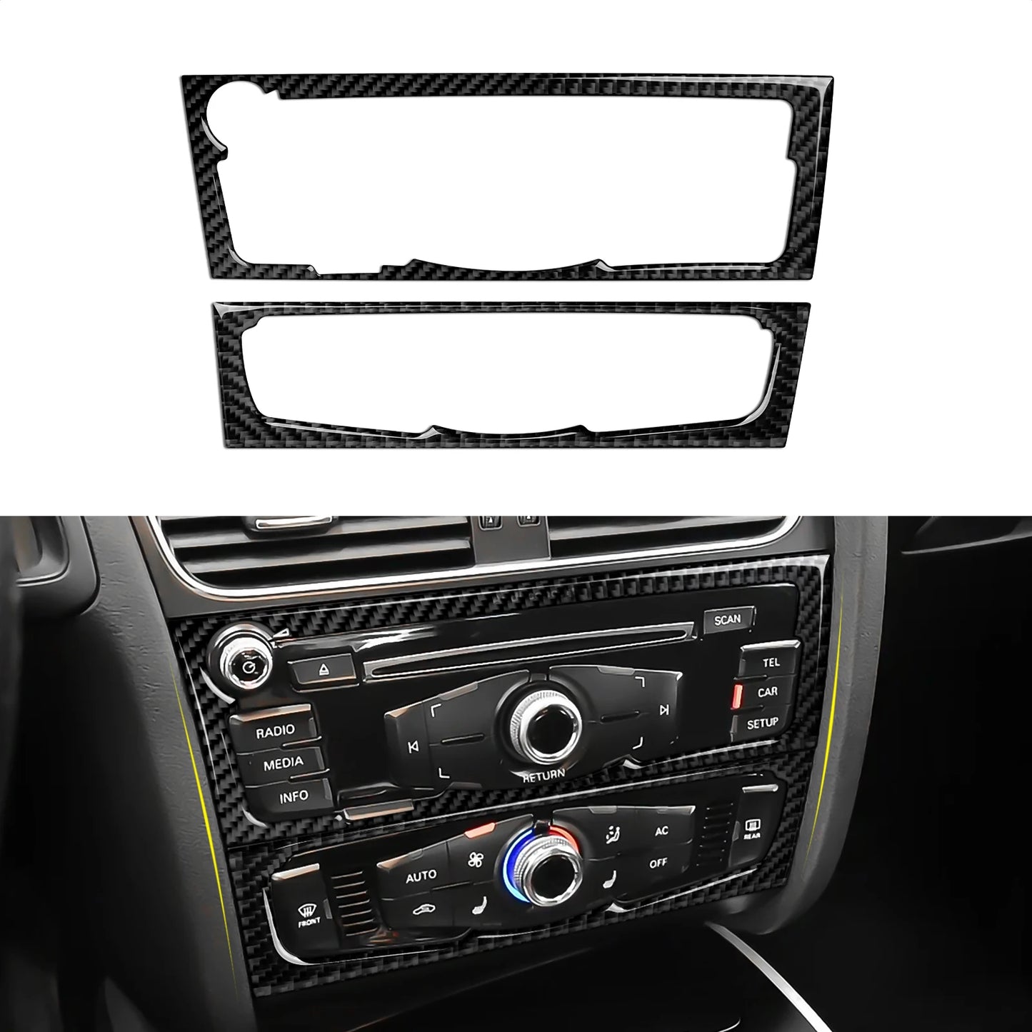 Car Center Console Gear Shift Panel Set, For Audi A4 S4 RS4 A5 S5 RS5 (2007-2016) Carbon Fiber Interior Sticker Trim Accessories