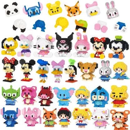 Cartoon Anime Hello Kitty Panda Refrigerator Magnet Blocks Kuromi My Melody Cinnamoroll Building Blocks Toy Kids Birthday Gift