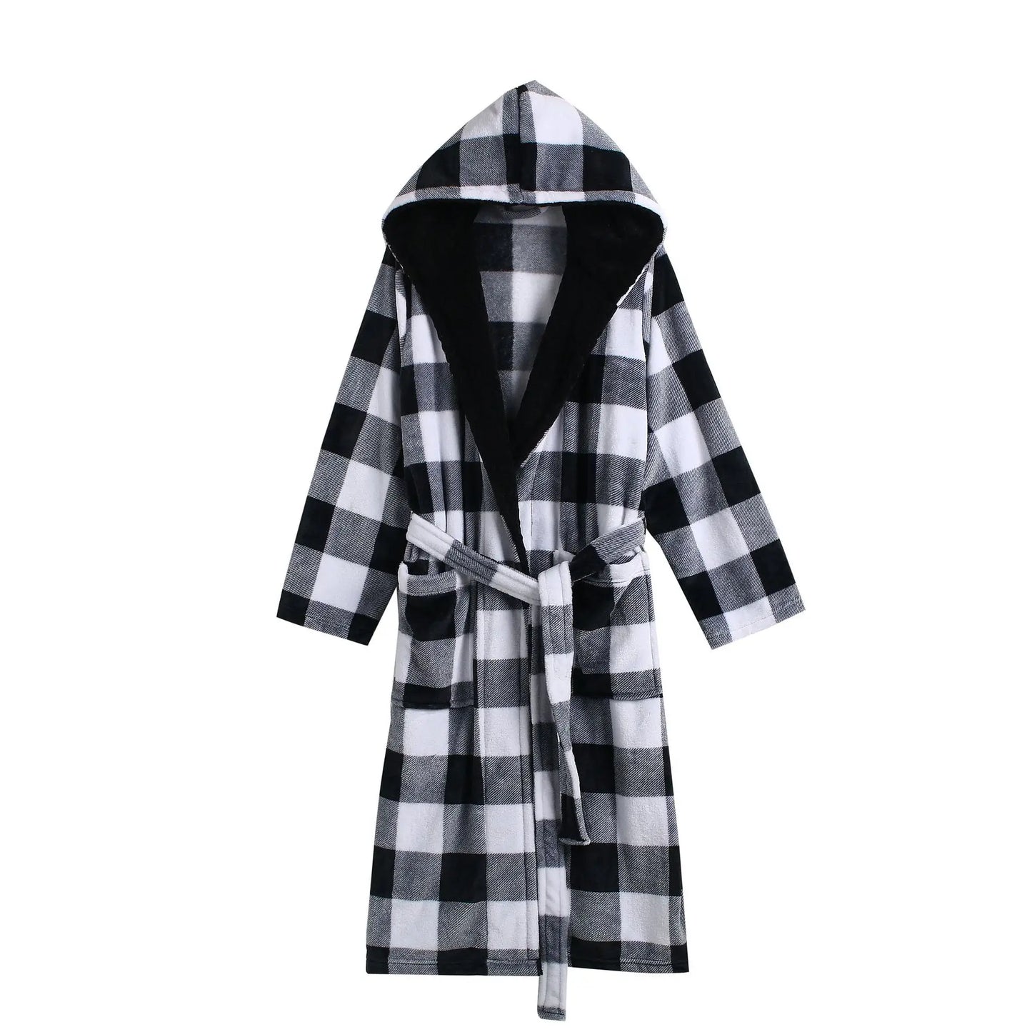 ex Thi Coral Fce Robe Long Flannel Pajamas Autumn Winter Home Clothes Air Conditioning Morning Gown Couple Pyjamas