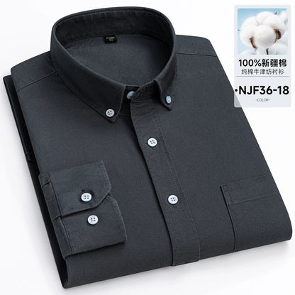 New in Tops Pure Cotton Oxford Plaid Striped Shirts For Men Long Sleeve Classic Business Formal Slim Fit Casual Designer Clothes