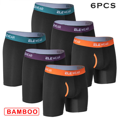 6 pcs Bamboo Men Underwear With Opening Breathable Mens Boxershorts Men's Panties Underpants Plus Size Fashion Boxers Brief