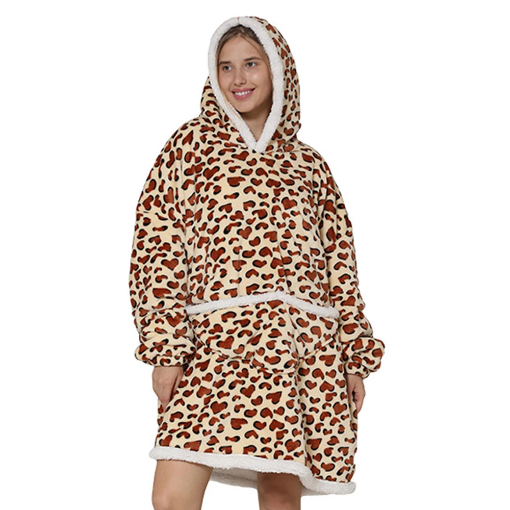 Pink Unicornio Wearable Blanket Hoodie with Sleeves Oversized Women Designer Clothes Korean Sweatshirt Winter Warm Christmas Pjs