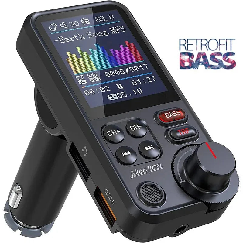 Car Wireless FM Transmitter Radio Adapter Fast Charging Aux QC3.0 Treble Bass Sound Music Bluetooth-compatible Car MP3 Player