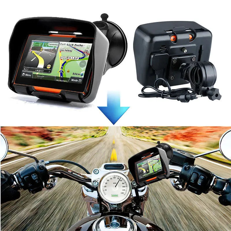 4.3 inch Motorcycle Car GPS Navigation IP67 Waterproof WINCE Bluetooth FM AVIN Built in 8GB Free iGo Map Newest