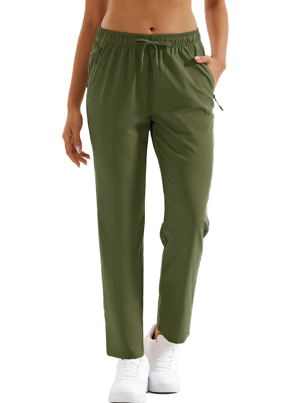 TACVASEN Womens Quick Dry Lightweight Hiking Pants Water Resistant Travel Pants with Zip Pockets Elastic Waist Golf Trousers