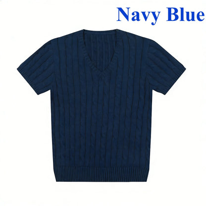 women's t-shirts and polos old money v neck t shirt woman solid color embroidered knitted Women's t shirt Women's polo shirt