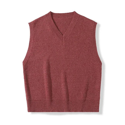 Men's Casual Sweater Vest Warm and Comfortable Vest in Autumn and Winter Sleeveless O-neck Basic Pullover Sweater