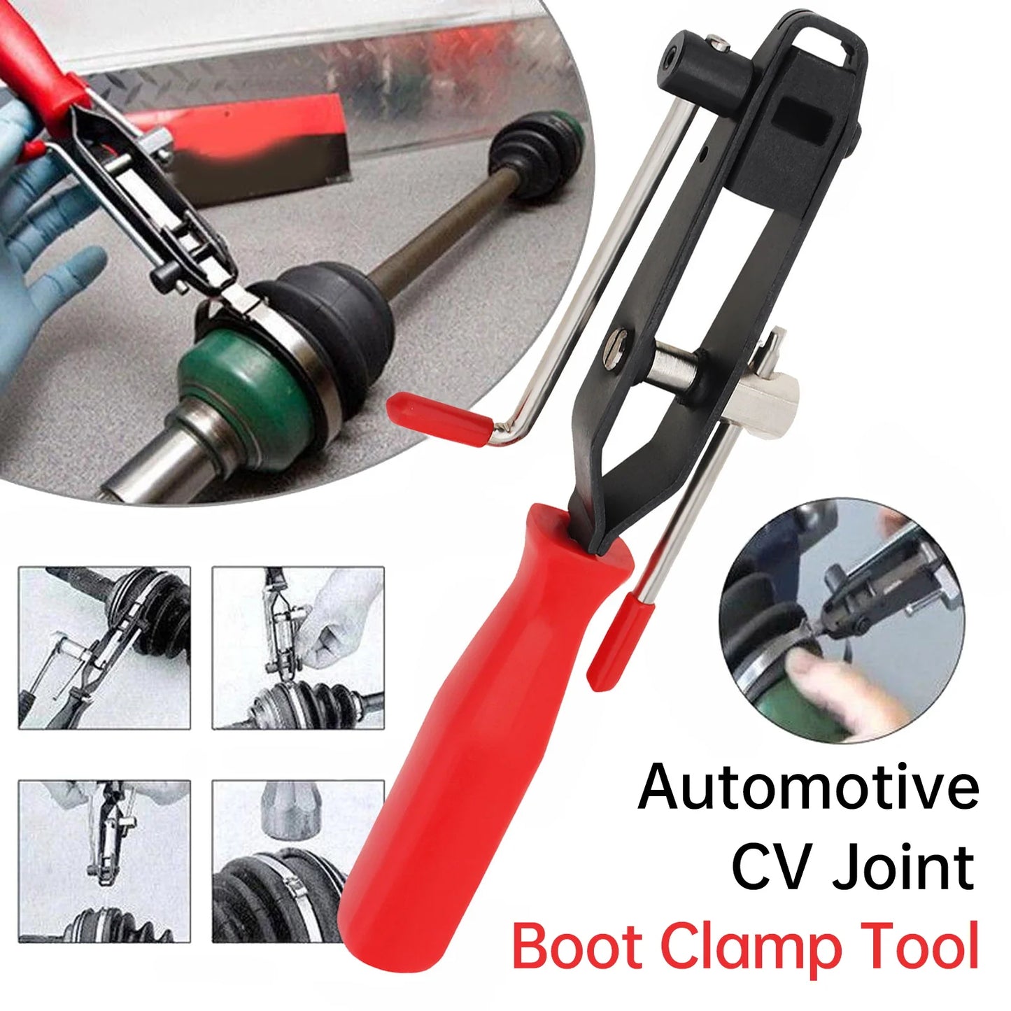 11pcs Adjustable Heavy Duty CV Boot Clamp Plier Car Banding Hand Tool Kit with 10 Crimp Bands Stainless Steel Crimping Plier