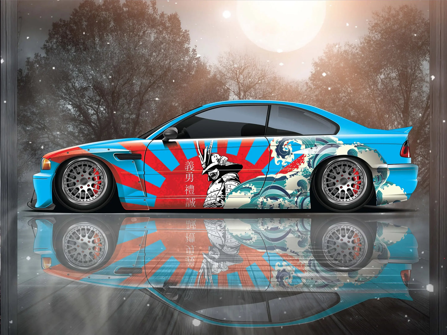 Samurai Car Wrap, Japanese Vehicle Livery, Cast Vinyl Wrap, Universal Size Samurai Anime Car Sticker Car Decoration