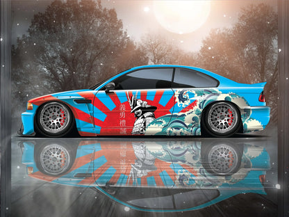 Samurai Car Wrap, Japanese Vehicle Livery, Cast Vinyl Wrap, Universal Size Samurai Anime Car Sticker Car Decoration