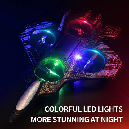 2.4G RC Fighter Jet Electric Glider Airplane Stunt Tumbling Aircraft with Colorful LED Lights Outdoor Flying Model Toy for Kids
