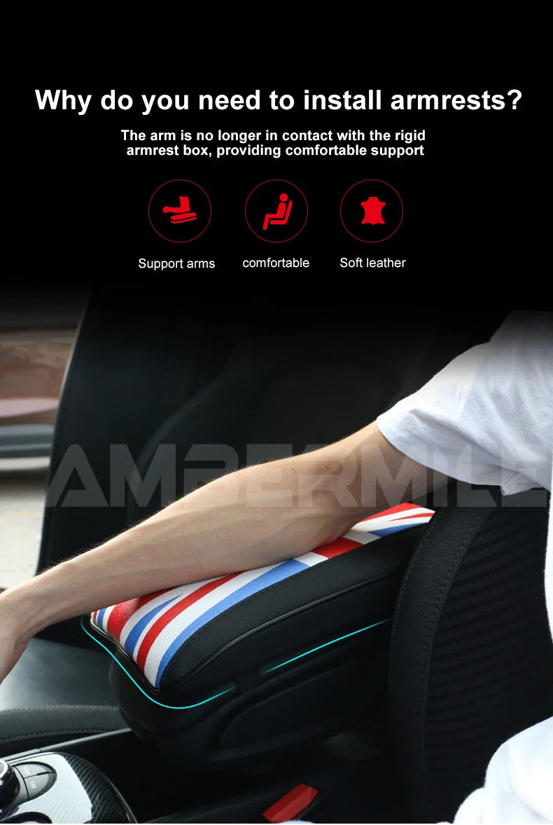 Leather For Mini F54 F55 F56 F60 R55 R56 R60 Auto Hand Rest Pad Central Armrest Storage Box Cover Protective Mat Accessories