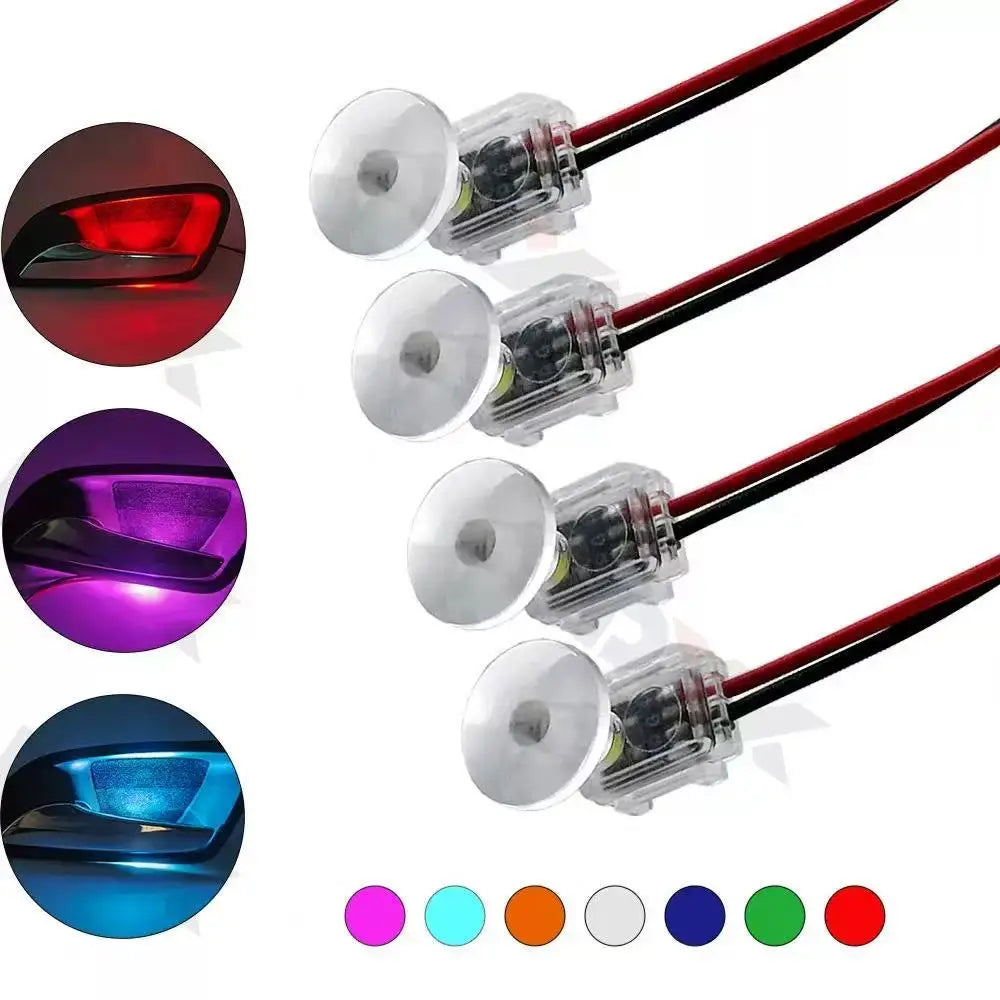12V 4PCS Car Door Bowl LED Light Concealed Installation Mushroom Head Interior Handle Ambient Decorative Lamp Car Accessories