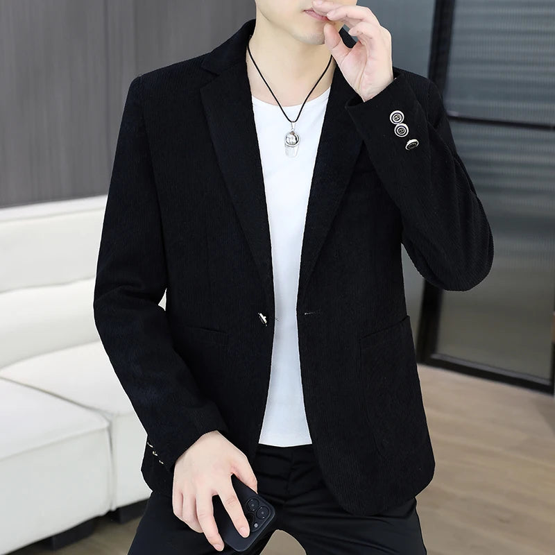 Blazer Men's Fashion Business Gentleman Groom Professional Gentleman Form-fitting Versatile Casual Formal Wear High-end Blazer
