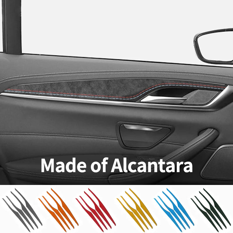 For BMW 5 Series G30 G38 Car Door Inner Handle Decorative Trim Frame Sticker Premium Interior Accessories Made of Alcantara