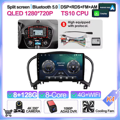For Nissan Juke Yf15 2010 2011 2012 2013 2014 Carplay Auto 5g+wifi Gps Car Radio Navigation Multimedia Video Player Stereo Bt