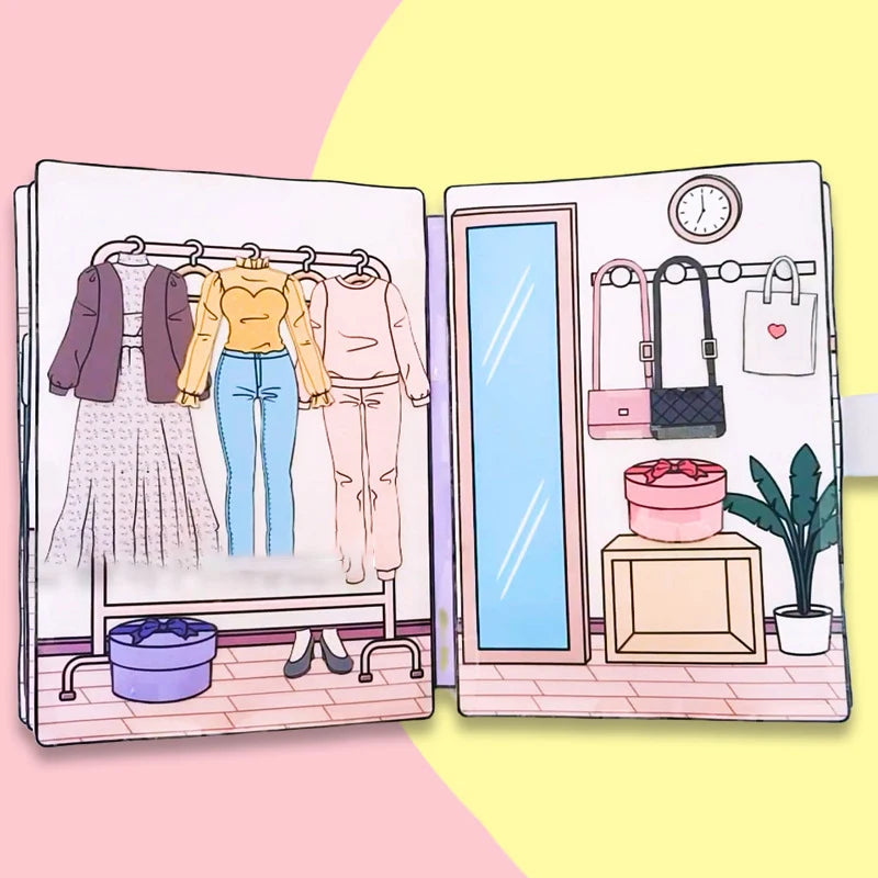 【BS】Cute Girls Quiet Book Dress UP Sticker Book Toy DIY Handmade Toys Materials Pack Kid Educational Anti-Stress Toy
