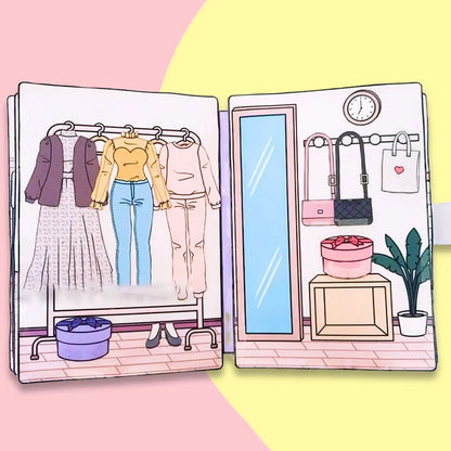 【BS】Cute Girls Quiet Book Dress UP Sticker Book Toy DIY Handmade Toys Materials Pack Kid Educational Anti-Stress Toy