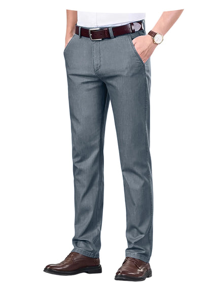 Men's Jeans Straight Leg Denim Pants High Waist Loose Fit Suit Trousers Business Office Formal Casual Men's Dress Pants Summer