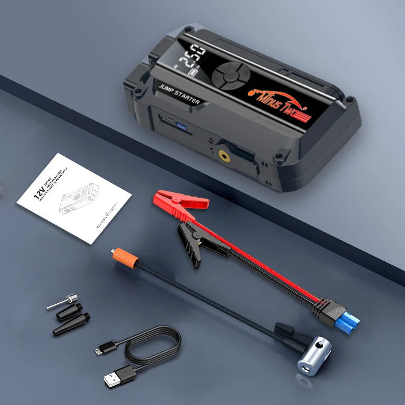12V Car Jump Starter 4 In 1 Car Wireless Tire Inflator Pump Air Compressor Power Bank Potable Battery Starting Fast Charging