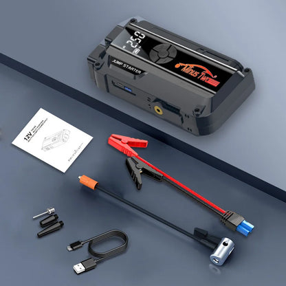 12V Car Jump Starter 4 In 1 Car Wireless Tire Inflator Pump Air Compressor Power Bank Potable Battery Starting Fast Charging